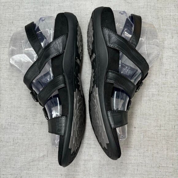 Vionic Amber Adjustable Sandals Strappy Black Crocodile Women's Size 7 - Picture 9 of 10